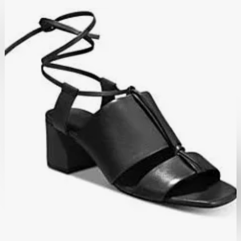 Preowned- Vince Women’s “Dunaway” Leather Ankle-Tie Strap Sandals- Black -6M